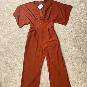 Showpo Terracotta Jumpsuit with Button Detail